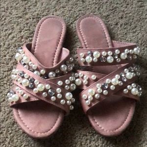 Rose Colored Pearl Sandals!!!
